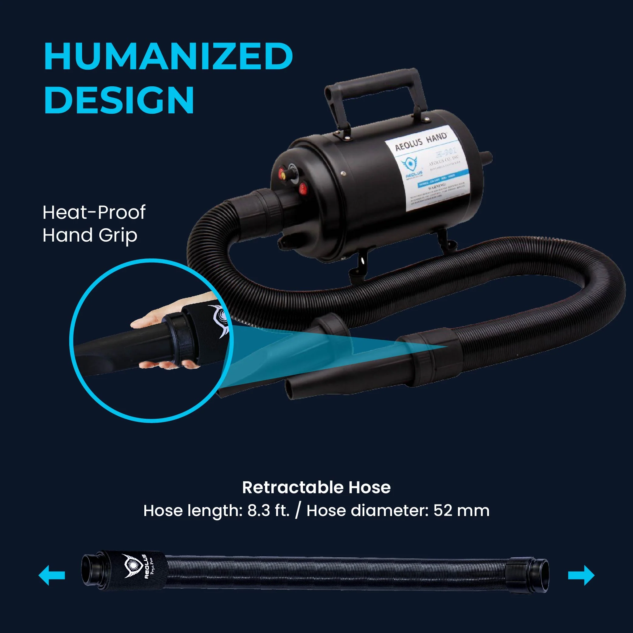 Aeolus Cyclone Single Motor Pet Dryer with Heater - Image 6