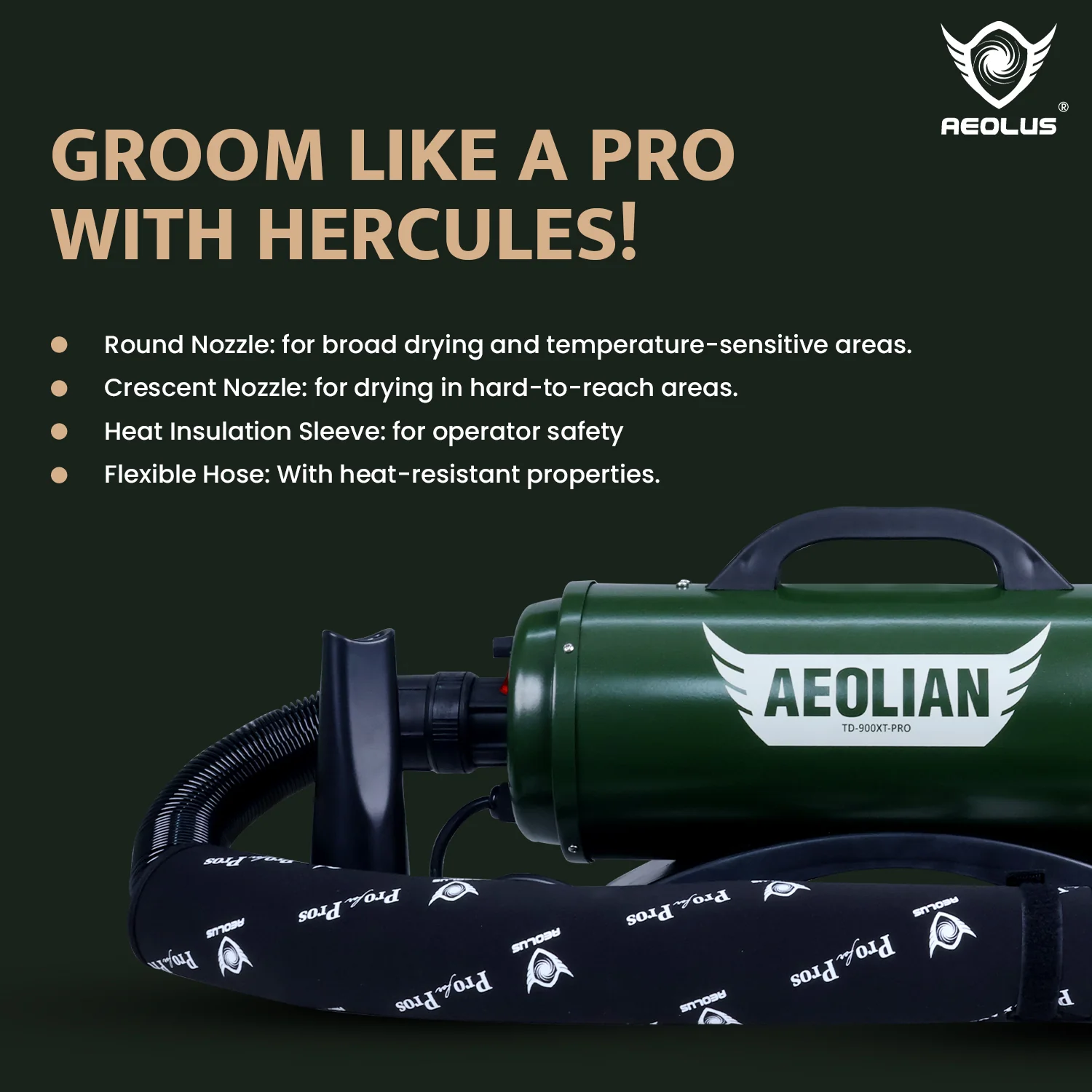 Hercules Pro Ametek Double Motor Pet Dryer - Avocado Green - Image 4