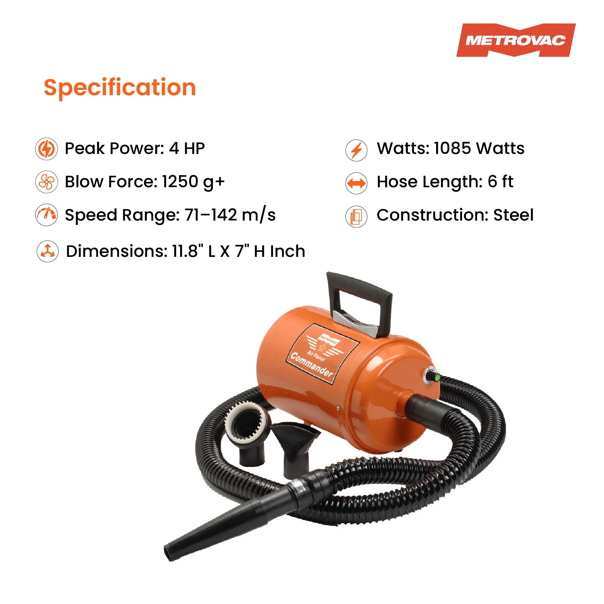 Metrovac Commander® Variable Speed Pet Hair Dryer - Image 3