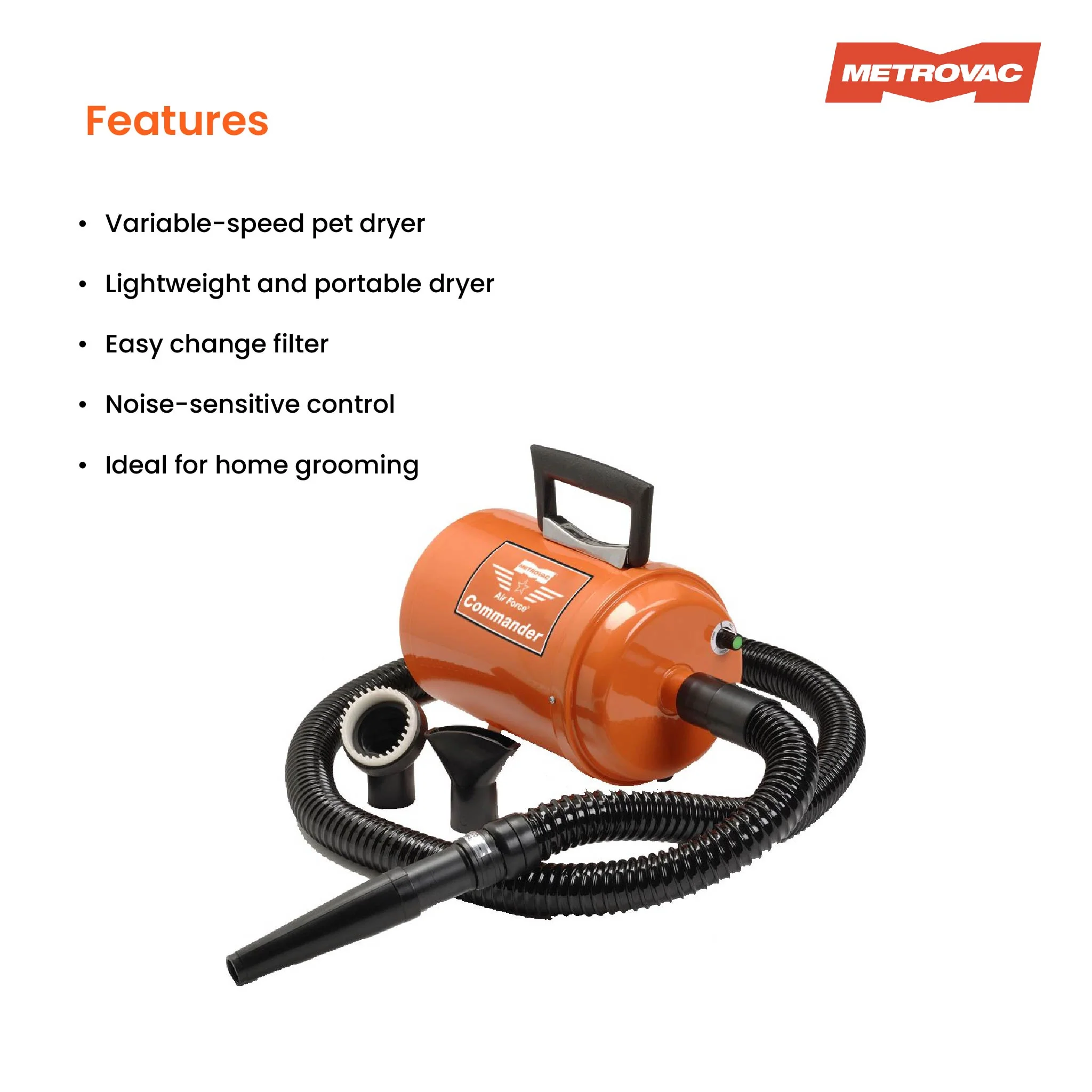 Metrovac Commander® Variable Speed Pet Hair Dryer - Image 5