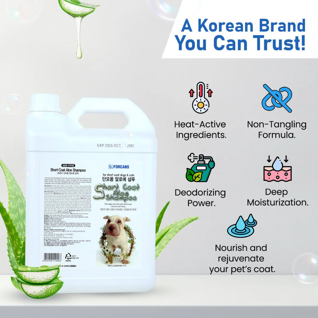 Forcans Short Coat Aloe Dog Grooming Shampoo 4L - Image 5
