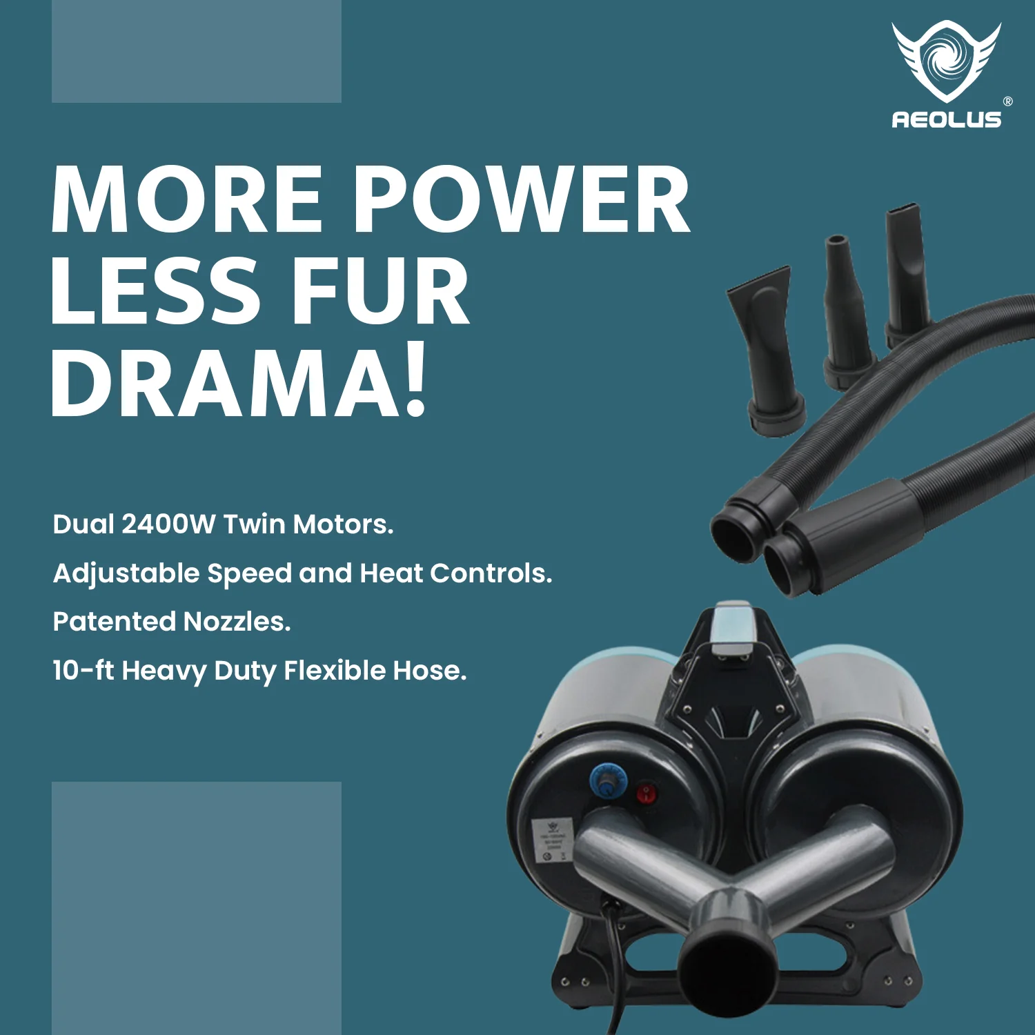 Aeolus Gemini Parallel Double Motor Pet Dryer - Image 4