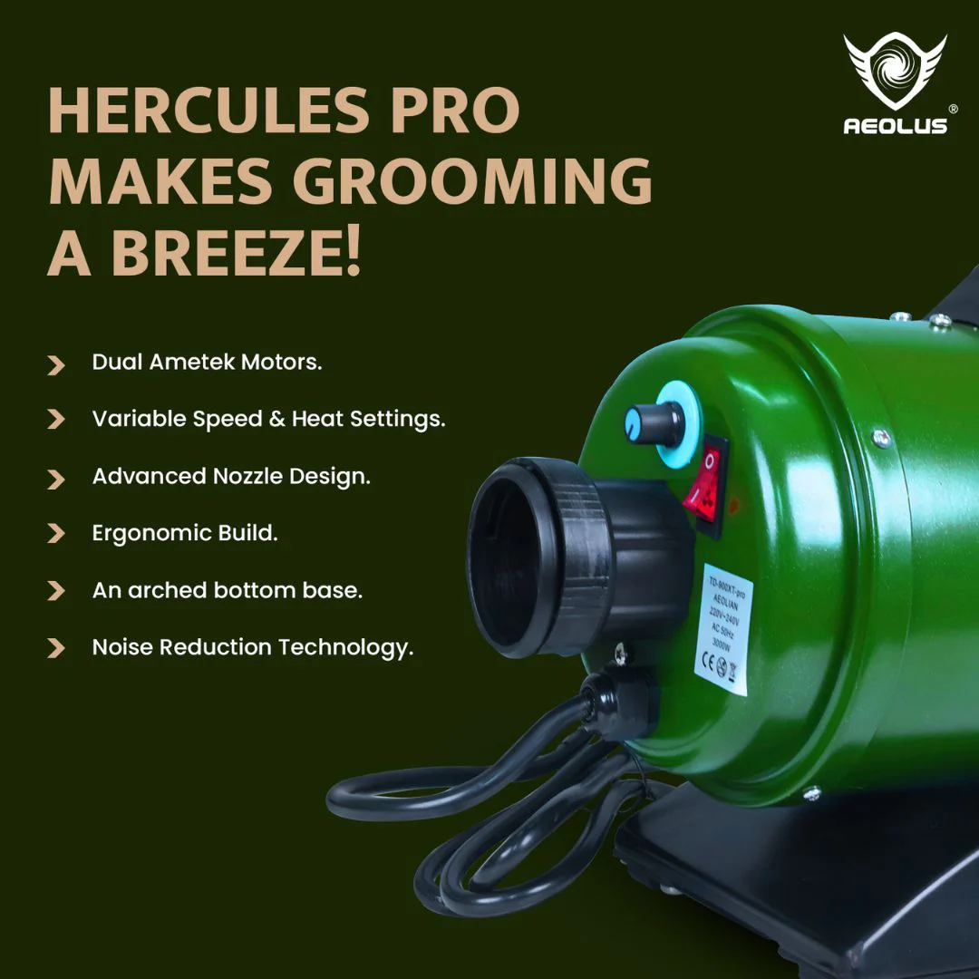 Hercules Pro Ametek Powered Double Motor Pet Dryer - Army - Image 5