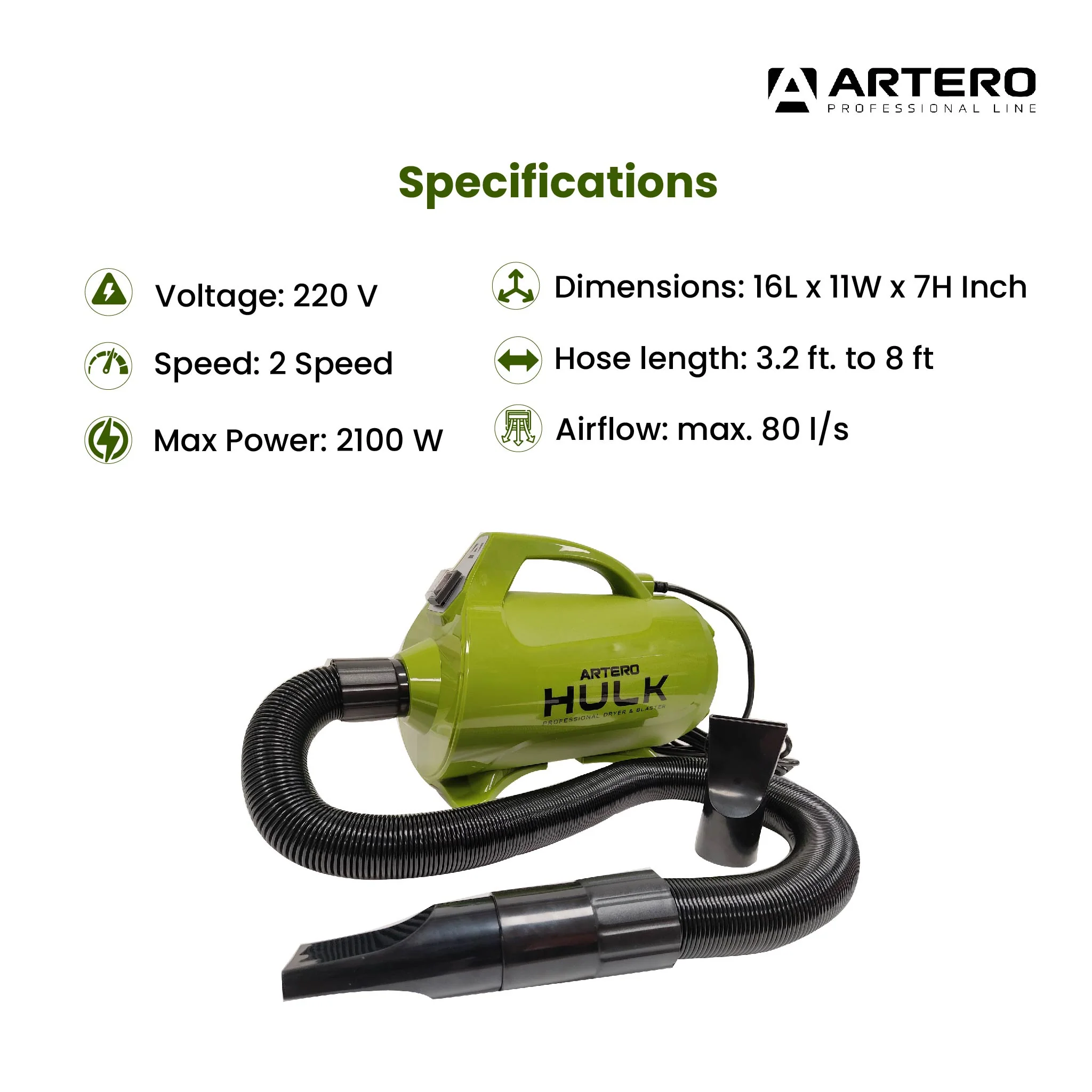 Artero Hulk Single Motor Dryer with Heater - Image 3