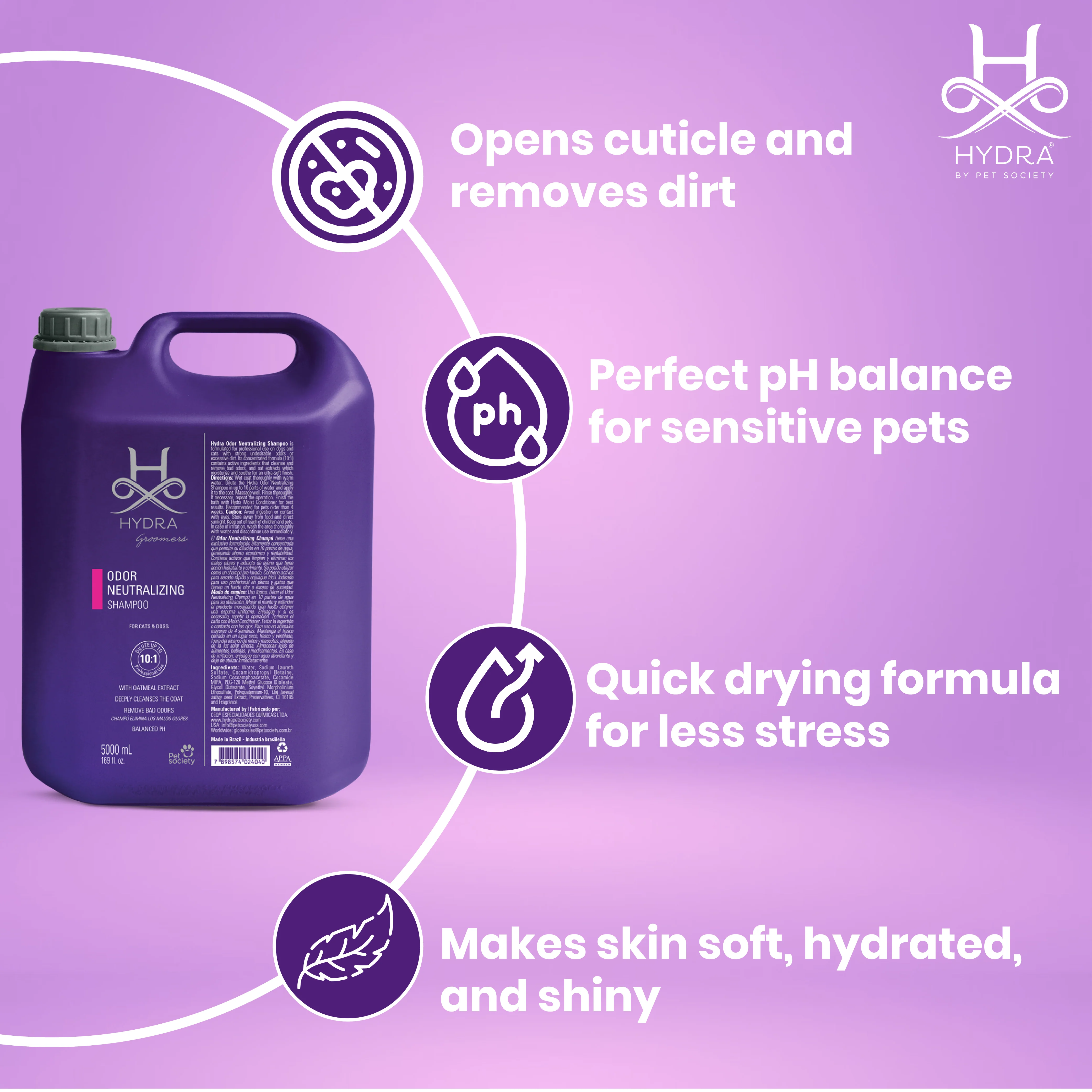 Hydra Groomers Odour Neutralizing Shampoo for Dogs & Cats (5 L) - Image 4