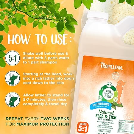 Tropiclean Natural Flea & Tick Shampoo Plus Soothing For Dogs, 3.8L - Image 4
