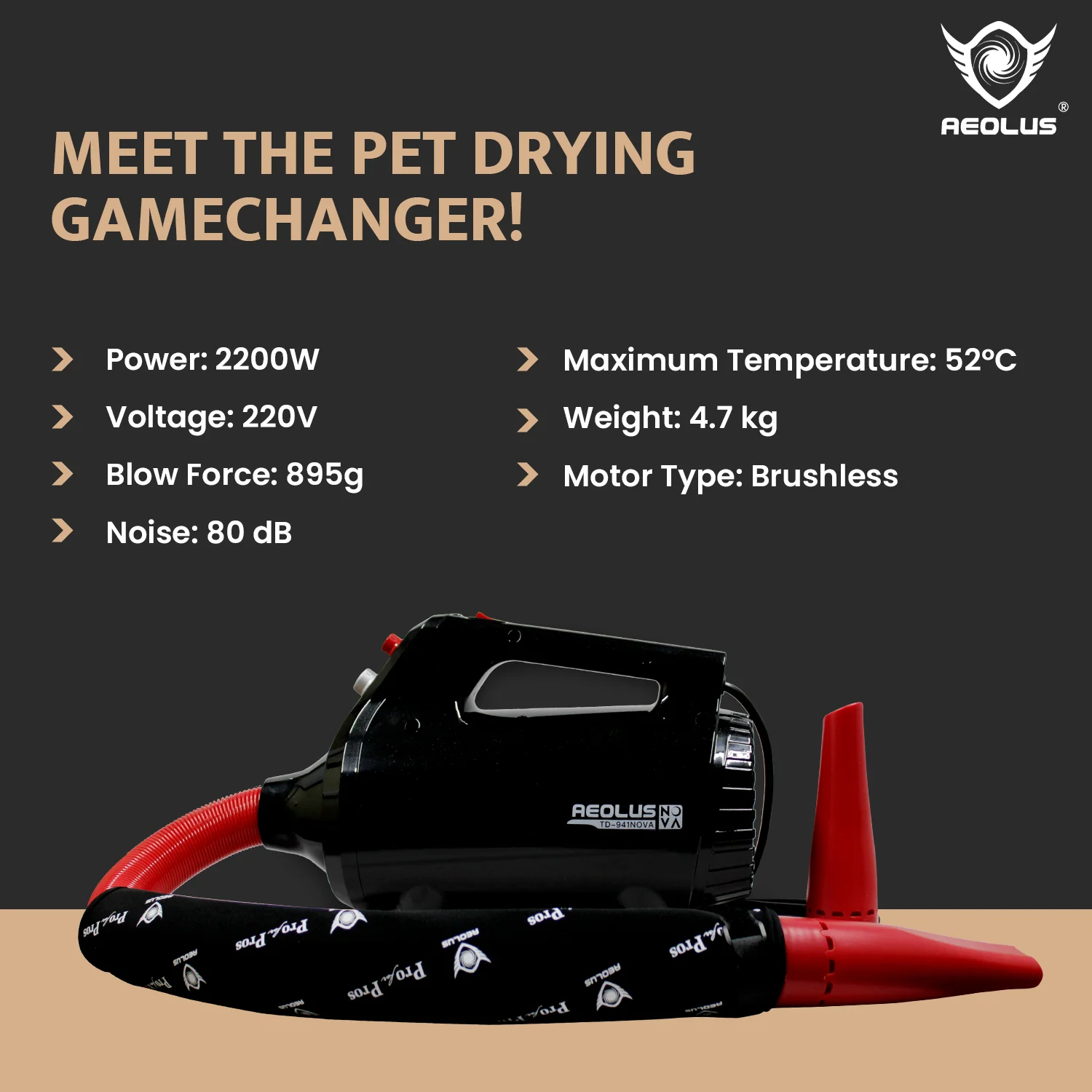 Aeolus Nova Brushless Motor Pet Dryer - Image 3