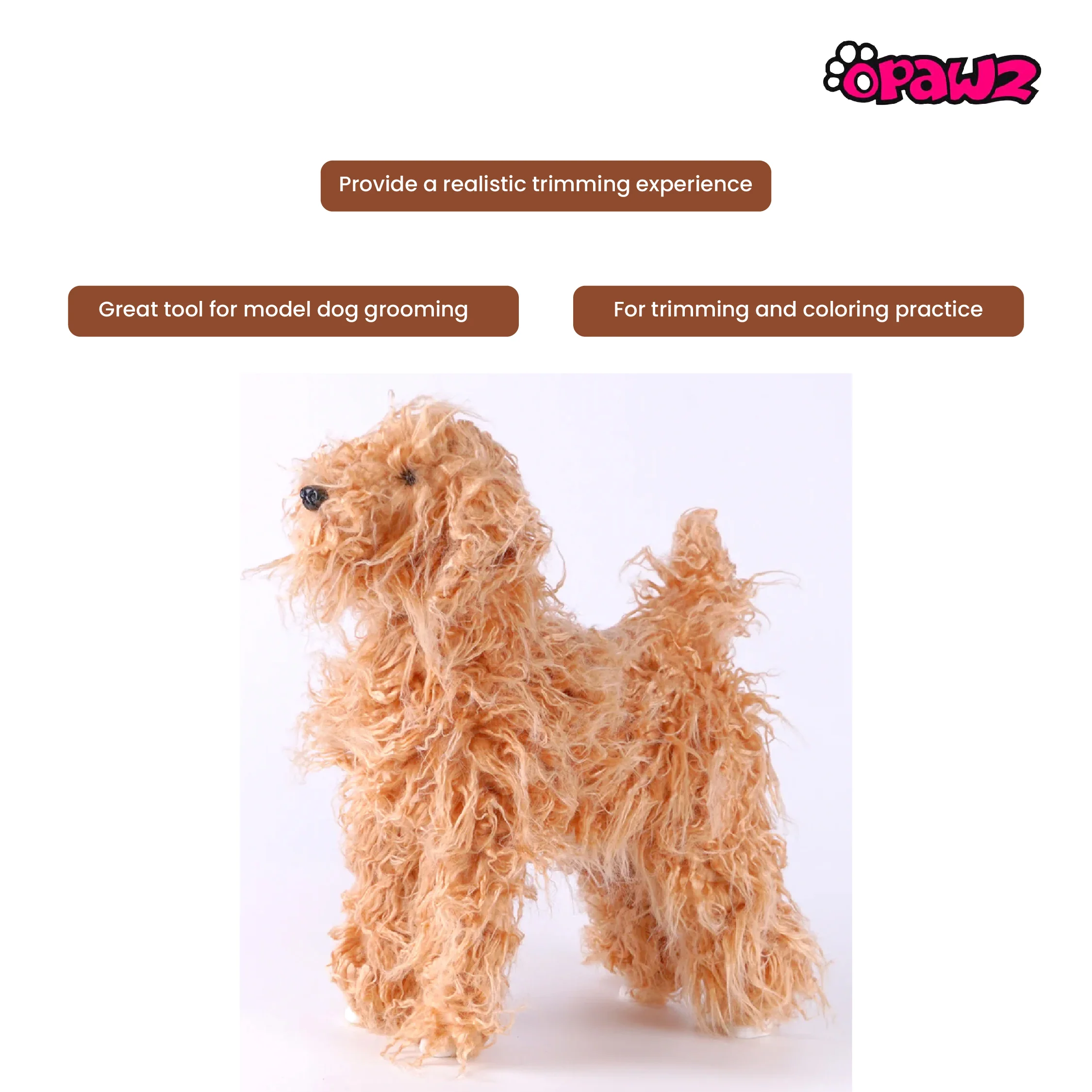 Opawz Toy Poodle Whole Body Dog Wig, Brown - Image 4