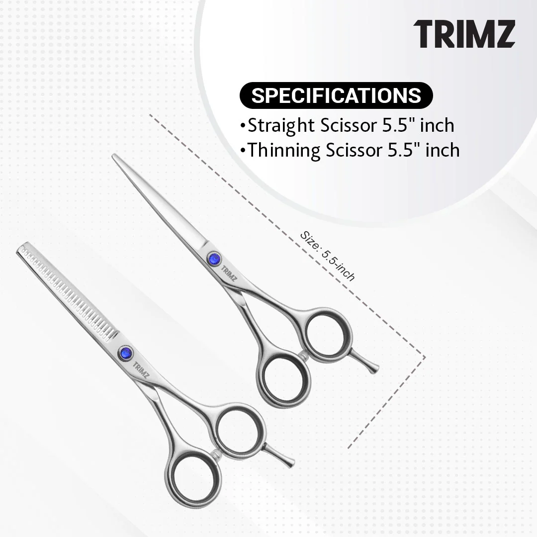 Trimz Scissors Set, 5.5 inches, Sparkling Silver for Grooming Pets - Image 5
