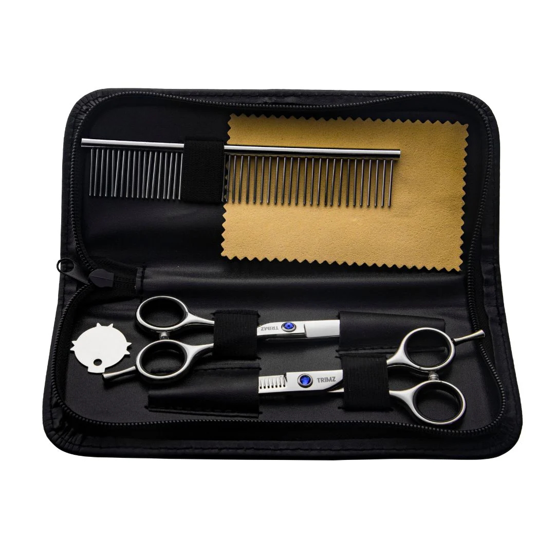 Trimz Scissors Set, 5.5 inches, Sparkling Silver for Grooming Pets - Image 7